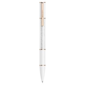 Bolígrafo Crystalline blanco, chapado en tono oro rosa