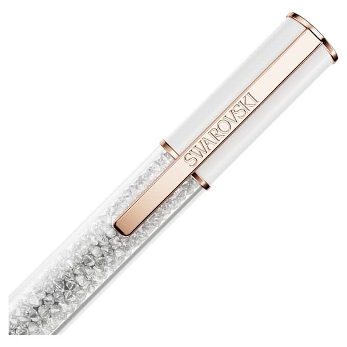 Bolígrafo Crystalline blanco, chapado en tono oro rosa Bolígrafo Crystalline blanco, chapado en tono oro rosa
