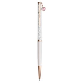Bolígrafo Crystalline con forma de corazón, rosa, lacado en rosa, chapado en tono oro rosa