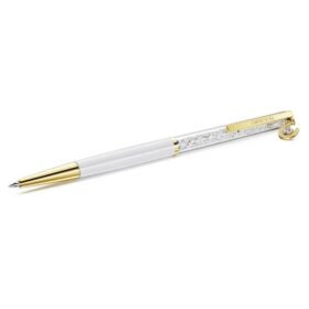 Bolígrafo Crystalline Horse Shoe, blanco, lacado en blanco, chapado en tono dorado