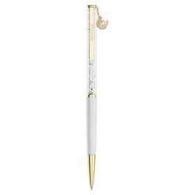 Bolígrafo Crystalline Horse Shoe, blanco, lacado en blanco, chapado en tono dorado