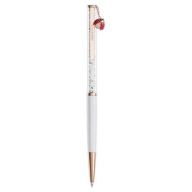 Bolígrafo Crystalline Ladybug, blanco, lacado en rojo, chapado en tono oro rosa