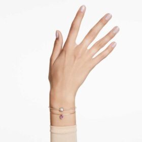 Brazalete Chroma con forma de corazón, rojo, chapado en tono dorado