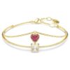 Brazalete Chroma con forma de corazón, rojo, chapado en tono dorado