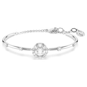 Brazalete Constella de corte redondo, piedra danzante, blanco, chapado en rodio