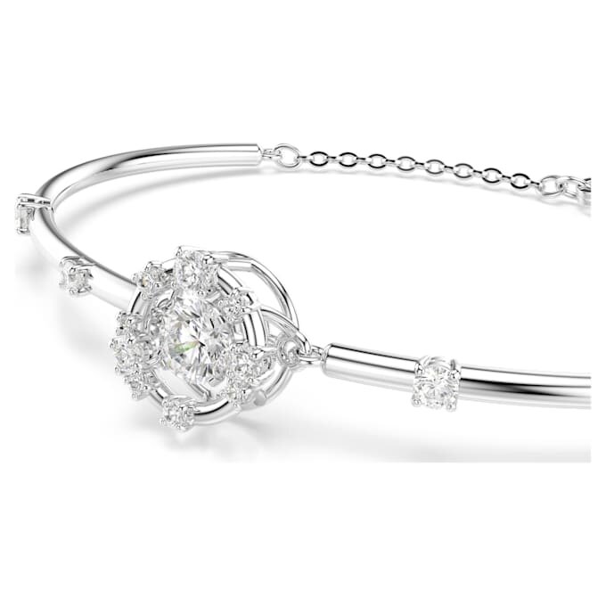 Brazalete Constella de corte redondo, piedra danzante, blanco, chapado en rodio Brazalete Constella de corte redondo, piedra danzante, blanco, chapado en rodio