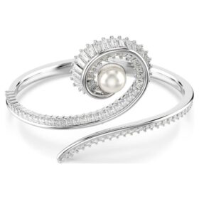 Brazalete de Ariana Grande x Swarovski con perla de cristal, corte baguette, blanco, chapado en rodio