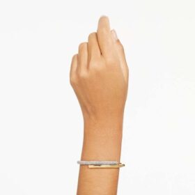 Brazalete Dextera con cierre magnético, blanco, chapado en tono dorado