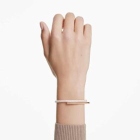 Brazalete Dextera con cierre magnético, blanco, chapado en tono oro rosa