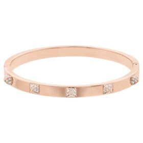 Brazalete Dextera con pavé, blanco, chapado en tono oro rosa