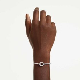 Brazalete Dextera de corte redondo, blanco, chapado en rodio