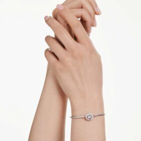 Brazalete Dextera de corte redondo, blanco, chapado en rodio