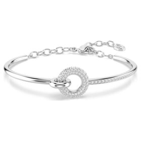 Brazalete Dextera de corte redondo, blanco, chapado en rodio