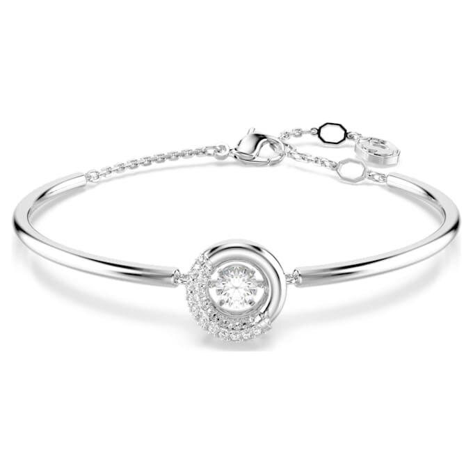 Brazalete Dextera de corte redondo, blanco, chapado en rodio Brazalete Dextera de corte redondo, blanco, chapado en rodio
