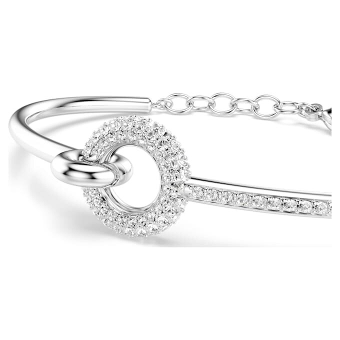 Brazalete Dextera de corte redondo, blanco, chapado en rodio Brazalete Dextera de corte redondo, blanco, chapado en rodio