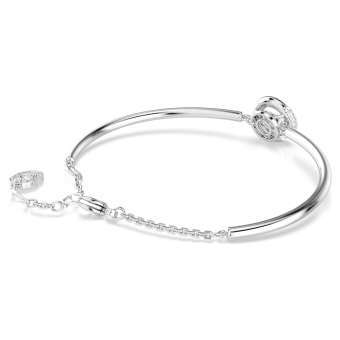Brazalete Dextera de corte redondo, blanco, chapado en rodio Brazalete Dextera de corte redondo, blanco, chapado en rodio