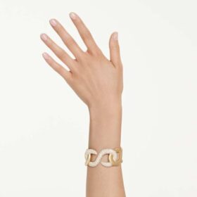 Brazalete Dextera de corte redondo, blanco, chapado en tono dorado