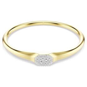 Brazalete Dextera de corte redondo, blanco, chapado en tono dorado