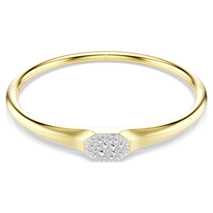 Brazalete Dextera de corte redondo, blanco, chapado en tono dorado Brazalete Dextera de corte redondo, blanco, chapado en tono dorado