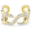 Brazalete Dextera de corte redondo, blanco, chapado en tono dorado
