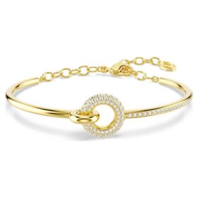 Brazalete Dextera de corte redondo, blanco, chapado en tono dorado