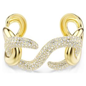 Brazalete Dextera de corte redondo, blanco, chapado en tono dorado