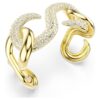 Brazalete Dextera de corte redondo, blanco, chapado en tono dorado