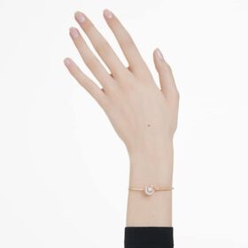 Brazalete Dextera de corte redondo, blanco, chapado en tono oro rosa