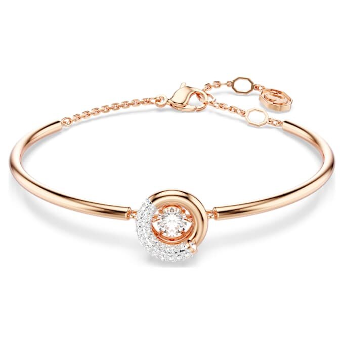 Brazalete Dextera de corte redondo, blanco, chapado en tono oro rosa Brazalete Dextera de corte redondo, blanco, chapado en tono oro rosa