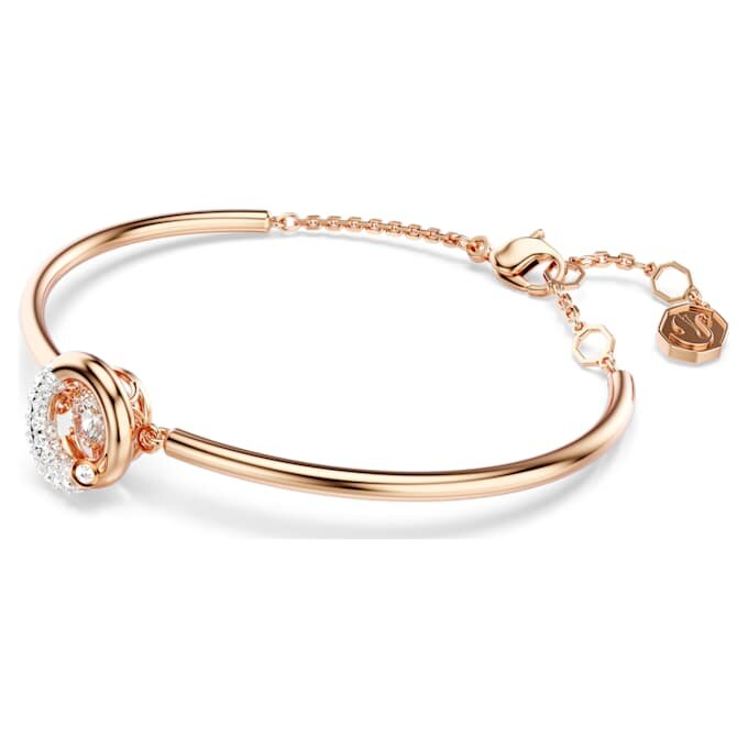 Brazalete Dextera de corte redondo, blanco, chapado en tono oro rosa Brazalete Dextera de corte redondo, blanco, chapado en tono oro rosa