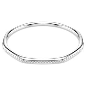 Brazalete Dextera de forma octogonal, corte redondo, blanco, chapado en rodio