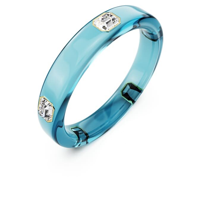 Brazalete Dulcis con corte octogonal, azul, chapado en tono dorado Brazalete Dulcis con corte octogonal, azul, chapado en tono dorado