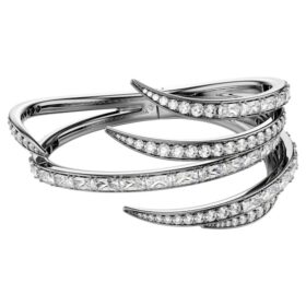 Brazalete «Feather» de la Colección Vienna, blanco, chapado en rutenio