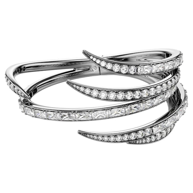 Brazalete «Feather» de la Colección Vienna, blanco, chapado en rutenio Brazalete «Feather» de la Colección Vienna, blanco, chapado en rutenio