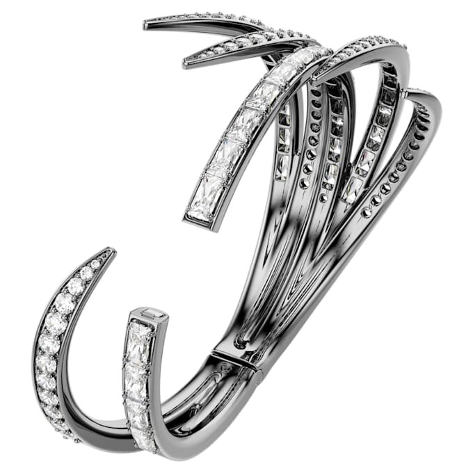 Brazalete «Feather» de la Colección Vienna, blanco, chapado en rutenio Brazalete «Feather» de la Colección Vienna, blanco, chapado en rutenio