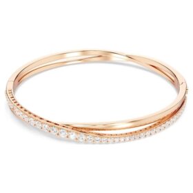 Brazalete Hyperbola blanco, chapado en tono oro rosa