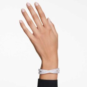 Brazalete Hyperbola con cortes mixtos, Infinity, blanco, chapado en rodio