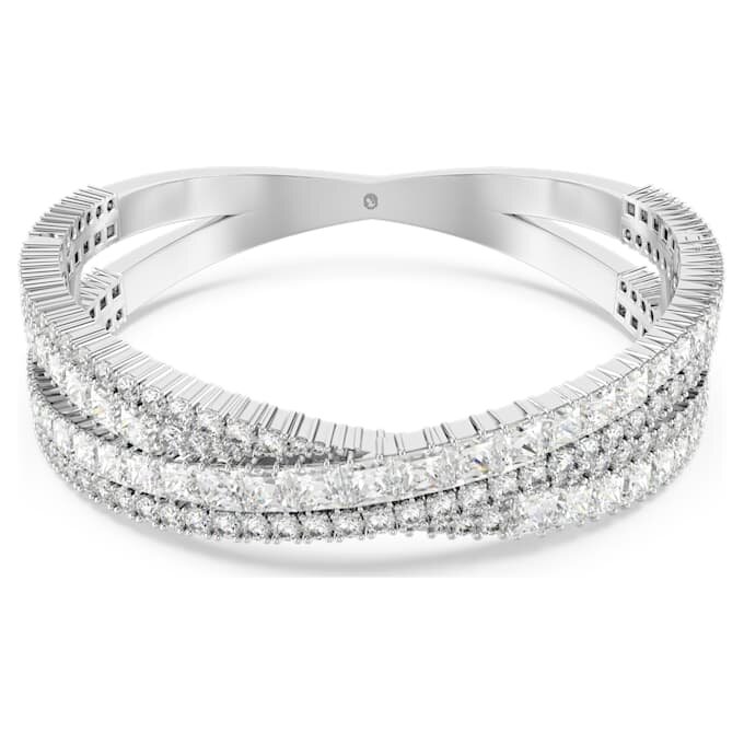 Brazalete Hyperbola con cortes mixtos, Infinity, blanco, chapado en rodio Brazalete Hyperbola con cortes mixtos, Infinity, blanco, chapado en rodio