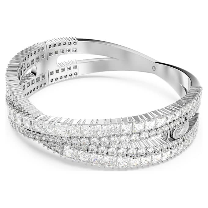 Brazalete Hyperbola con cortes mixtos, Infinity, blanco, chapado en rodio Brazalete Hyperbola con cortes mixtos, Infinity, blanco, chapado en rodio