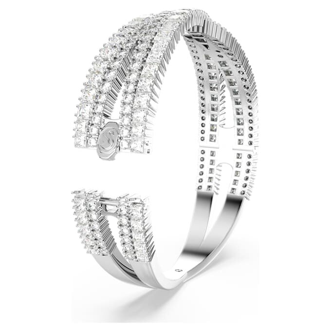 Brazalete Hyperbola con cortes mixtos, Infinity, blanco, chapado en rodio Brazalete Hyperbola con cortes mixtos, Infinity, blanco, chapado en rodio
