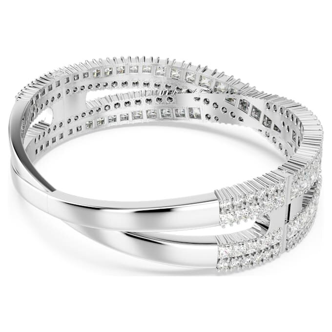 Brazalete Hyperbola con cortes mixtos, Infinity, blanco, chapado en rodio Brazalete Hyperbola con cortes mixtos, Infinity, blanco, chapado en rodio