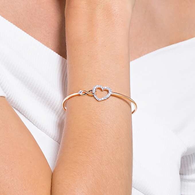 Brazalete Hyperbola con símbolo de Infinity y corazón, blanco, acabado de metales mixtos Brazalete Hyperbola con símbolo de Infinity y corazón, blanco, acabado de metales mixtos