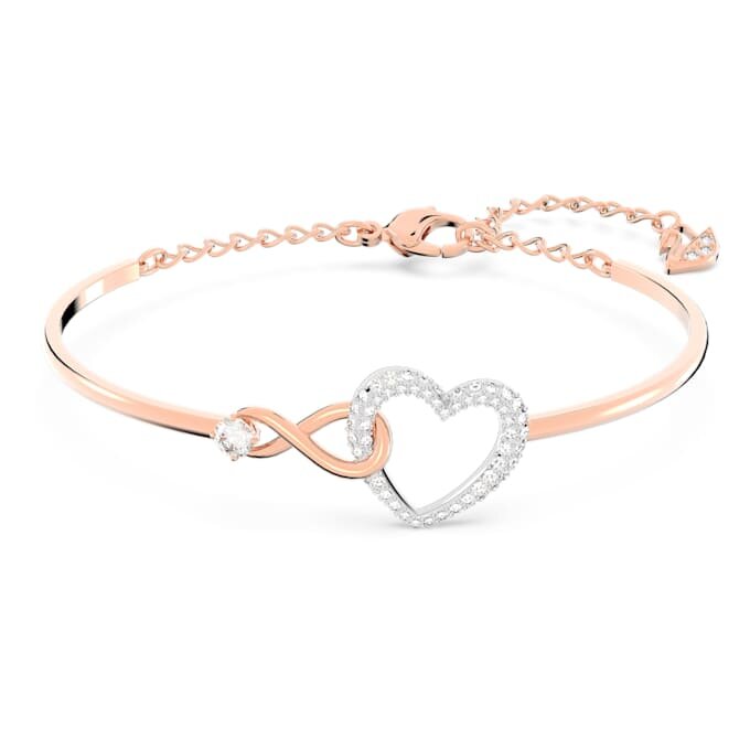 Brazalete Hyperbola con símbolo de Infinity y corazón, blanco, acabado de metales mixtos Brazalete Hyperbola con símbolo de Infinity y corazón, blanco, acabado de metales mixtos