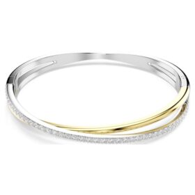 Brazalete Hyperbola de corte redondo, blanco, acabado de metales mixtos