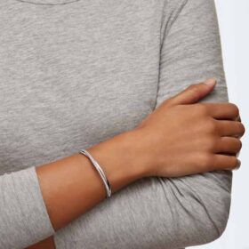 Brazalete Hyperbola de corte redondo, blanco, chapado en rodio