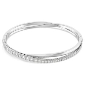 Brazalete Hyperbola de corte redondo, blanco, chapado en rodio