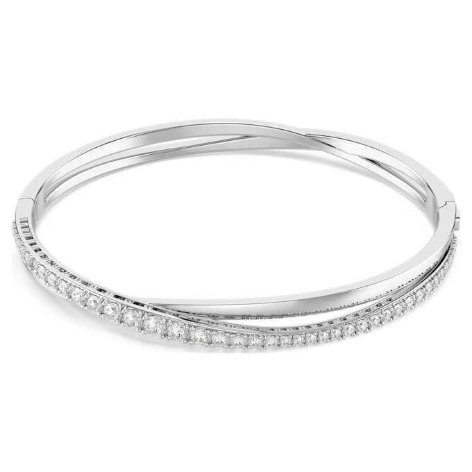 Brazalete Hyperbola de corte redondo, blanco, chapado en rodio Brazalete Hyperbola de corte redondo, blanco, chapado en rodio