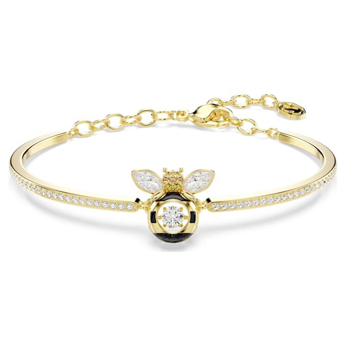 Brazalete Idyllia con cortes mixtos, abeja, multicolor, chapado en tono dorado Brazalete Idyllia con cortes mixtos, abeja, multicolor, chapado en tono dorado