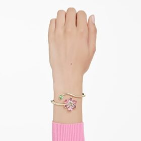 Brazalete Idyllia con cortes mixtos, flor, multicolor, chapado en tono dorado