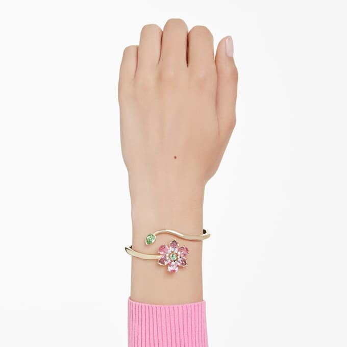 Brazalete Idyllia con cortes mixtos, flor, multicolor, chapado en tono dorado Brazalete Idyllia con cortes mixtos, flor, multicolor, chapado en tono dorado